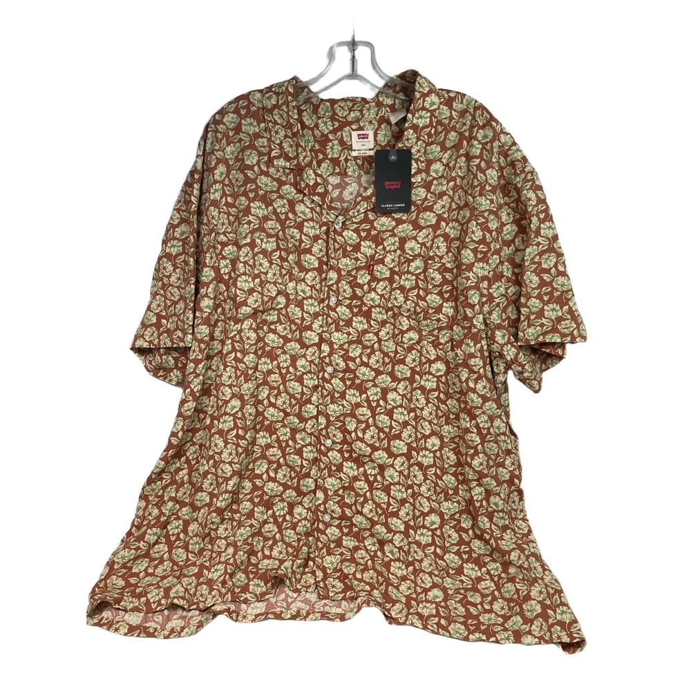 Levi's Classic Camper Relaxed Fit Brown Floral Print Short Sleeve‎ Shirt XXL
